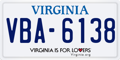 VA license plate VBA6138