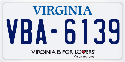 VA license plate VBA6139
