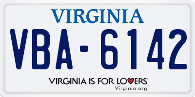 VA license plate VBA6142