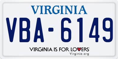 VA license plate VBA6149
