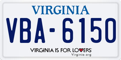 VA license plate VBA6150