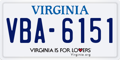 VA license plate VBA6151