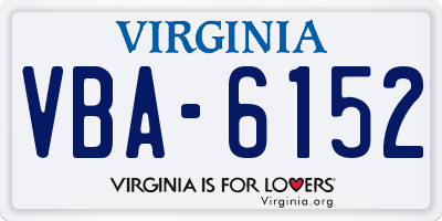 VA license plate VBA6152