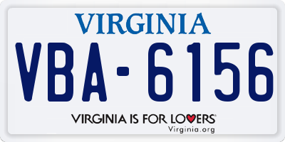 VA license plate VBA6156