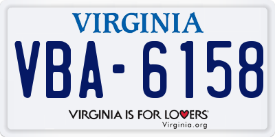 VA license plate VBA6158