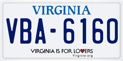 VA license plate VBA6160