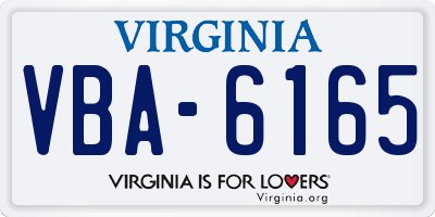 VA license plate VBA6165