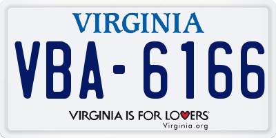 VA license plate VBA6166