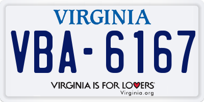 VA license plate VBA6167