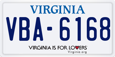VA license plate VBA6168