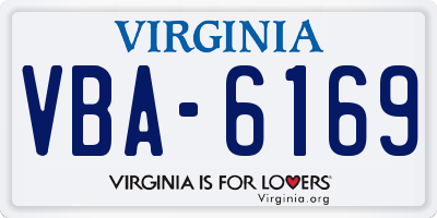 VA license plate VBA6169