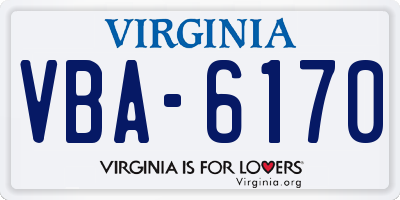 VA license plate VBA6170