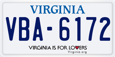 VA license plate VBA6172