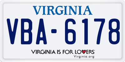VA license plate VBA6178