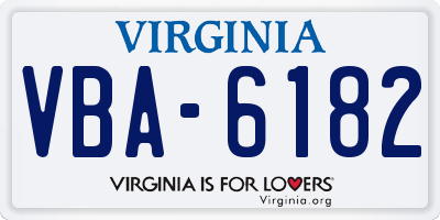 VA license plate VBA6182