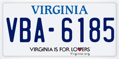 VA license plate VBA6185