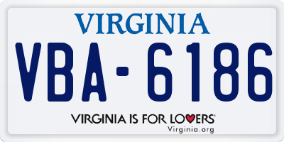 VA license plate VBA6186