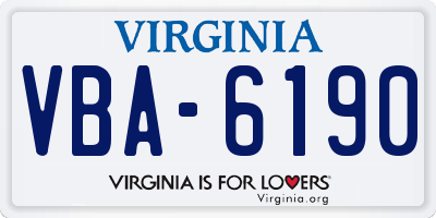 VA license plate VBA6190