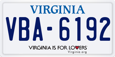 VA license plate VBA6192