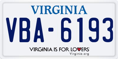 VA license plate VBA6193