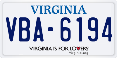 VA license plate VBA6194