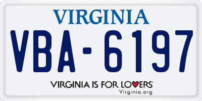 VA license plate VBA6197