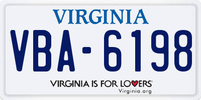 VA license plate VBA6198
