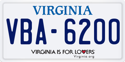 VA license plate VBA6200