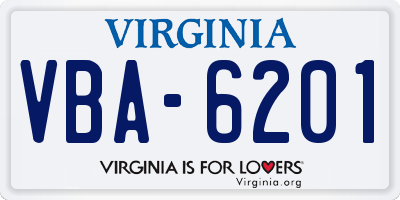 VA license plate VBA6201