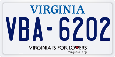 VA license plate VBA6202