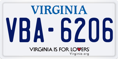 VA license plate VBA6206