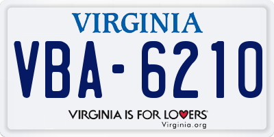 VA license plate VBA6210