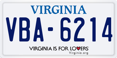 VA license plate VBA6214