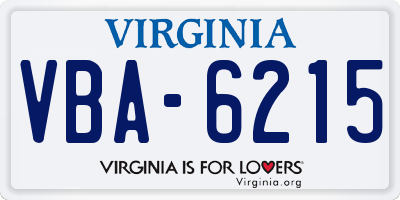 VA license plate VBA6215