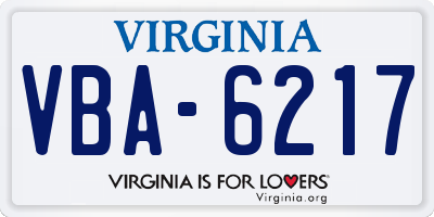 VA license plate VBA6217