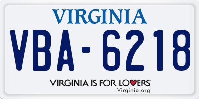 VA license plate VBA6218