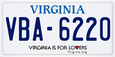 VA license plate VBA6220