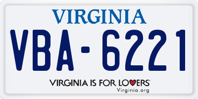 VA license plate VBA6221
