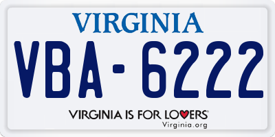 VA license plate VBA6222