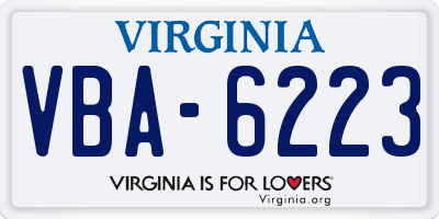 VA license plate VBA6223