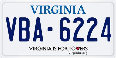 VA license plate VBA6224