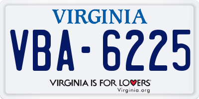 VA license plate VBA6225