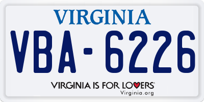 VA license plate VBA6226