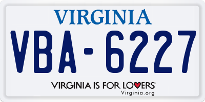 VA license plate VBA6227