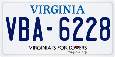 VA license plate VBA6228