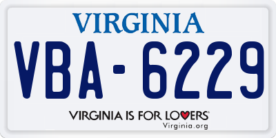 VA license plate VBA6229