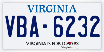 VA license plate VBA6232