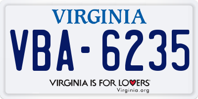 VA license plate VBA6235