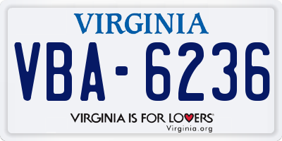 VA license plate VBA6236