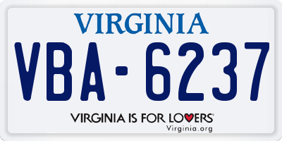 VA license plate VBA6237